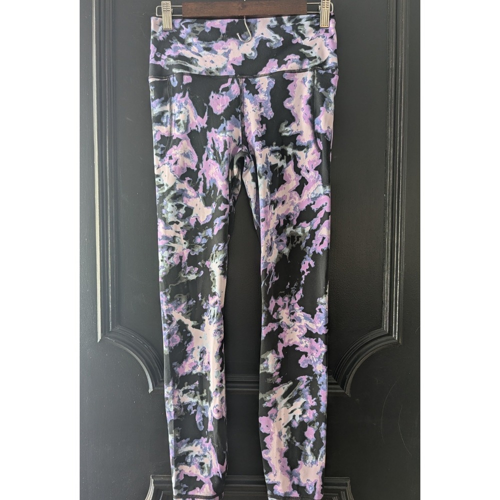 Under Armour Black Leggings with Purple and Pink Abstract Print
